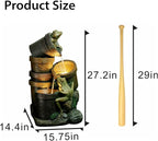 27.2''H Garden Fountains Outdoor Water Fountain,3 Tier Cascading Barrel Frog with LED Lights & Pump for Farmhouse Patio Yard Deck Home Lawn Porch House Decorations