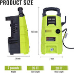 Electric Pressure Washer, 1800PSI 1.6GPM Portable Power Washer with 20FT Hose & 35FT Power Cord, Two Nozzles, 0.4L Soap Bottle for Car Driveways Patio Garden