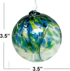 Sea Green Tree of Life Glass Globe - Small 3.5 inch Hand Blown Handmade Hanging Garden Gazing Ball Indoor Outdoor Home Décor