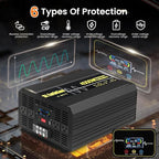 4000W Pure Sine Wave Power Inverter 12V DC to 120V AC 60HZ with LCD Display, USB Port, Wireless Remote Control（10M）, Solar, Outdoor
