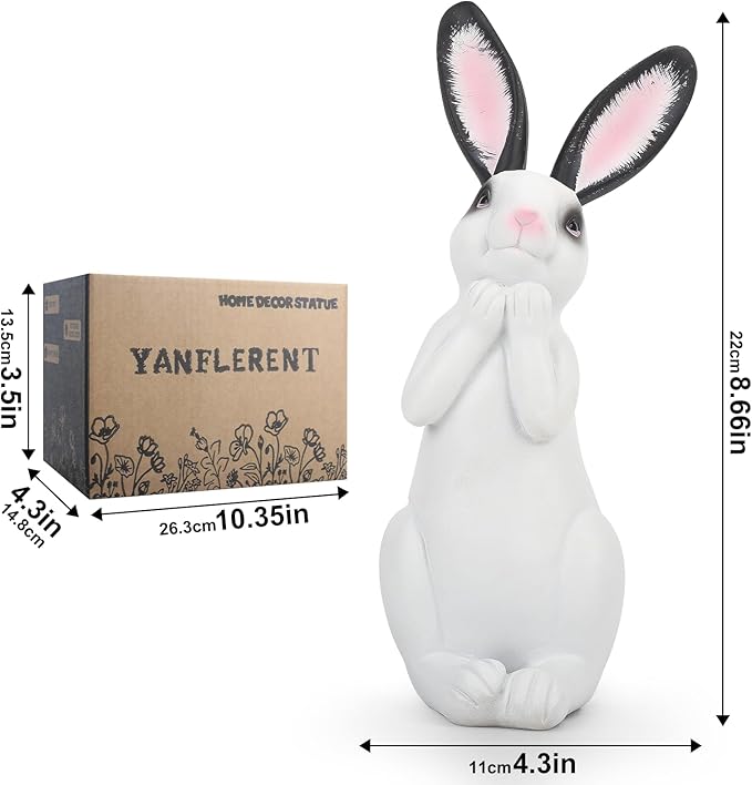 Resin Rabbit Figurine Modern Style Sculpture Statue Collectible Figurines for Home, Bedroom, Living Room, Cabinets, Office, Bookshelf, Desktop Decor
