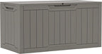 YITAHOME 100 Gallon Resin Deck Box, Weather Resistant Outdoor Storage Box, Lockable Indoor Outdoor Storage for Supplies and Essentials, Taupe