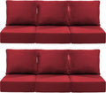 Luxury 24x24x6 Inch Outdoor Deep Seat Cushions Set of 6 - Comfortable Patio Zipper Chair Cushion for Outside Sets Wicker Dining Rocking Swivel Chairs Loveseat Couch Sectional Sofa - Red