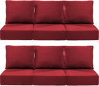 Luxury 24x24x6 Inch Outdoor Deep Seat Cushions Set of 6 - Comfortable Patio Zipper Chair Cushion for Outside Sets Wicker Dining Rocking Swivel Chairs Loveseat Couch Sectional Sofa - Red