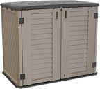 ADDOK 26 Cu.ft Outdoor Storage Shed Multi-Function, Lockable Horizontal Storage Unit Weather Resistance, Thick HDPE Resin Storage Cabinet for Backyards, Patio, Garden(Brown)