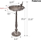 Sungmor Cast Iron Bird Bath for Outside, 21 Inch Height Garden Standing Feeder, Antique Style & Shell-Shape Bird Bath Bowl, Decorative Pedestal Birdbath, Outdoor Yard Deck Patio Ornament