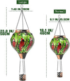 Hot Air Balloon Solar Lantern - Large Cardinal Bird Glass Lantern, Simulated Flickering & Dancing Flame, Big Outdoor Hanging Yard Light Waterproof IP65 for Patio Lawn Porch Decor Gift