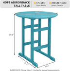Sundale Outdoor Adirondack Round Bar Table, 39 Inch Height Patio Large Pub Table for 4, All Weather HDPE High Top Bistro Counter Tabl for Outside Deck Porch Balcony Poolside (Teal)