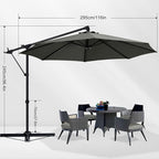ABCCANOPY 10FT Cantilever Umbrella Offset Hanging Patio Umbrella with Base Stand Rotate and Tilt，Suitable for Garden, Lawn, Backyard（Dark Grey）