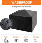 33-Inch Square Fire Pit, Large Metal Fireplace/Firepit with Mesh Lid, Poker, Waterproof Cover
