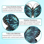 LIFFY Metal Butterfly Wall Decor Glass Outdoor Wall Art Sculptures 12" Hanging Garden Decorations Indoor Home Decorative Ornaments for Patio Yard Fence Bedroom Living Room