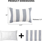 2 Pack Outdoor Throw Pillows 21x15 Inch Water-Resistant Decorative Pillow Cushions with Insert for Patio Garden Porch, Blue Stripe