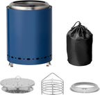 Tabletop Fire Pit 9.7 x 7.1 Inch with Removable Ash Pan, Smokeless Firepit Camping Stove with Bag for Outdoor Safe Burning Firepits, Stainless Steel Wood Burning Fire Pits for Heating, Blue