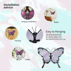 LIFFY Metal Butterfly Wall Art - 12" Glass Outdoor Wall Decor - Hanging Garden Decorations Outside - Metal Wall Art for Yard Fence Patio