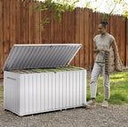 Outdoor/Indoor Storage Deck Box, 170 Gallon Capacity, Weather-Resistant Resin, White