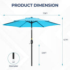 SUNVIVI OUTDOOR Outdoor Patio Umbrella, Patio Umbrella, Market Umbrella, Large Outdoor Umbrella, Metal Pole Umbrella with Push Button Tilt and Crank, Polyester Canopy