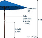 PatioKingdom Auto-Tilt 9FT Patio Umbrella Outdoor with 8 Sturdy Fiberglass Ribs,Market Table Umbrella for Pool,Backyard,Deck and Garden
