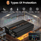 2000W Pure Sine Wave Power Inverter 12V DC to 120V AC 60HZ with LCD Display, USB Port, Wireless Remote Control（10M）, Solar, Outdoor