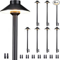 Gardenreet Brass Low Voltage Path Lights - 12V LED Landscaping Pathway Lamp IP65 Waterproof, Wired Walkway Lighting Outdoor, Mushroom-top Black for Lawn Backyard Garden G4 Bulb Not Included (8 Pack)