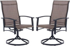 Patio Swivel Chairs Set of 2, Outdoor Swivel Chairs with Armrest, High Back Patio Chair with Metal Frame, All-Weather Outdoor Dining Chair for Deck, Porch and Lawn, Mocha