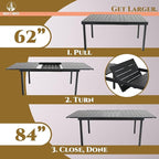 HERA'S HOUSE 9 Pieces Patio Table and Chairs Set, Outdoor Dining Set for 8, 8 x Cushioned Rattan Patio Chairs and 1 x Extendable Dining Table, Outdoor Rattan Dining Table Set for Lawn Garden Backyard