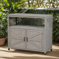 Modern Grey Solid Wood Patio Bar Table Set with Convenient Storage – Ideal Buffet Cabinet Sideboard for Outdoor and Indoor Use!