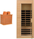 1 Person Infrared Sauna, Low EMF FAR Infrared Saunas for Home, 1200 watt Canadian Hemlock Indoor Sauna Room with LED Reading Lamp, LCD Display Control, Blue-Tooth Audio