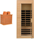 1 Person Infrared Sauna, Low EMF FAR Infrared Saunas for Home, 1200 watt Canadian Hemlock Indoor Sauna Room with LED Reading Lamp, LCD Display Control, Blue-Tooth Audio