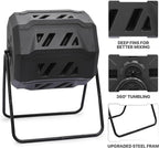 MoNiBloom 43 Gallon Compost Tumbler, Outdoor BPA Free Large Dual Chamber Tumbling Compost Bin All-Season Fast Working Tumbling Composter, High Volume Composter with 2 Sliding Doors