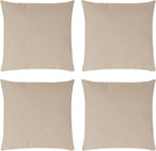 Covers & All Premium Square Throw Pillow Inserts with Covers Set of 4, 16 x 16 Inches Beige, Decorative Cushions for Couch Sofa Home Decor Office Travel UV Resistant Waterproof Soft Cushions Pillows