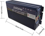 5000W Power Inverter 60V DC to 110V AC Converter with LED Display Dual AC Outlets Dual Fans Radiating for RV, Camp, Boat and Home Emergency Portable Pure Sine Wave Inverter (LED Screen, 5000W 60V)