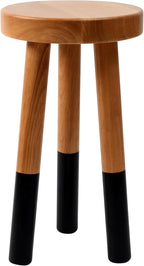 Rubber Wood 9" Round Plant Stand |Dip Dyed Black Accent Stool |Milking Stool |Small Side Table(16" H)