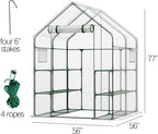Walk in Greenhouse, 56x56x77 Inch Waterproof Green Houses for Outside, Portable for Outdoors with Roll-Up Zipper, Secure Hooks, Small Indoors Warm, 12 Shelves Walk-in (6.4x4.7x4.7FT)