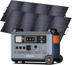OSCAL PowerMax 6000 Solar Generator, 3600Wh/6000W Power Station with 2x200W Solar Panels, 120V/240V Split Phase Voltage AC Outlets (9000W Peak), 2400W Solar Charging,Emergency for Home,Battery Backup