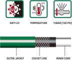 Worth Long Lead-in Green Garden Hose 5/8 in. x 50 ft. -Kink Free, No Leaking, Male/Female Fittings -Heavy Duty Durable Flexible Lightweight Water Pipe -Brass Aluminum Ends for Household & Yard Use