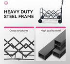 Collapsible Folding Wagon, Heavy Duty Pink Foldable Wagon Cart with Wheel, Lightweight Utility Grocery Cart with 200lbs Weight Capacity for Garden, Beach, Camping Sports, Fishing