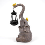 Elephant Garden Statues with Solar Lantern, Outdoor Figurine Resin Sculpture Hanging Solar Power Lights for Decoration Yard Patio Balcony Lawn Ornament Art Decor, Unique Gift for Grandma Wowen Mom