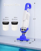 Cordless Pool Vacuum for Above Ground Pool, 60W Rechargeable Handheld Pool Vacuum Cleaner with Pole & 18GPM Suction, Spa Vacuum for Hot Tub, Above Ground/Inground Pools