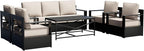 Outdoor Patio Furniture Set, 6-Piece Aluminum Patio Conversation Set All-Weather Metal Outdoor Sectional with 6 Inch Thick Cushions, Deep Setting for Garden, Outside and Porch