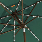 EliteShade USA 10-Year-Non-Fading Solar 9ft Market Umbrella with 80 LED Lights Patio Umbrellas Outdoor Table Umbrella with Ventilation,Forest Green