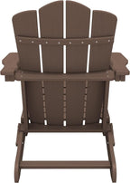 KINGYES Folding Adirondack Chair Set of 2, HDPE All-Weather Folding Adirondack Chair, Brown