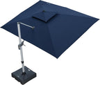 PURPLE LEAF 9' X 12' Cantilever Outdoor Patio Umbrella Large Heavy Duty 360° Rotation Double Top Offset Rectangular Umbrellas for Backyard Deck Pool, Spectrum Indigo