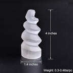 JIC Gem 4 pcs Selenite Tower Spiral Crystal Skyscraper 4" Tall White Healing Stones Home Decoration