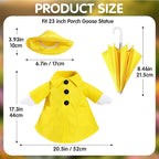 3 Pcs Set Back to School Geese Outfit Set, Raincoat Gooses Outfit Porch Clothes Cute Costume Outfit for 23" Lawn Decor Outdoor Garden Patio Statue