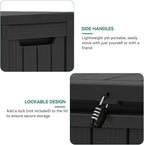 YITAHOME 72 Gallon Outdoor Resin Deck Box with Wheels, Pool Storage Box for Outdoor Cushions, Sports Equipment, Garden Tools, Black