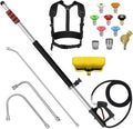 24FT Telescoping Pressure Washer Wand Kit - 2 Extension Poles, Gutter Cleaner, Brush, Pivoting Coupler & 7 Nozzles for Roof, Deck, Vehicle, Sidings
