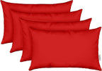 RSH DECOR: Sunbrella Lumbar Throw Pillows Set of 4 | 20" x 12" | Water and Fade-Resistant Performance Fabric | Outdoor Pillow Covers with Down-Alternative Inserts | Canvas Jockey Red