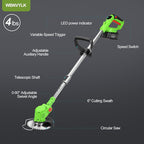 Electric Weed Wacker Cordless, 4-in-1 Cordless Weed Wacker, Battery Powered Weed Eater String, 21V Electric Weed Eater, for Lawn, Bush Trimming(with 2 x 4.0Ah Batteries and Fast Charger Included)