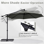 ABCCANOPY 10FT Cantilever Umbrella Offset Hanging Patio Umbrella with Base Stand Rotate and Tilt，Suitable for Garden, Lawn, Backyard（Dark Grey）