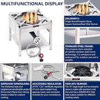 ARC 52QT Seafood Boiling Kit, 200,000BTU Propane Burner And Stainless Steel Crawfish Boil Pot w/Basket and Steamer Rack, For Outdoors Cooking and Steaming, Large Turkey Fryer Pot, Lobster Shrimp Pot